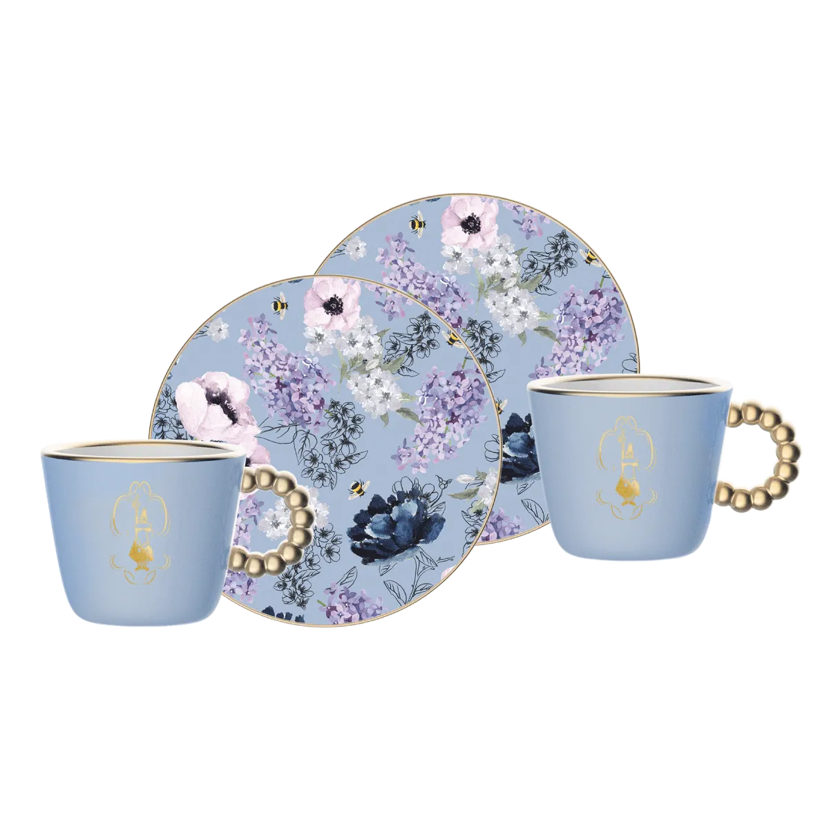 24625 - Bialetti Set me 2 Filxhanë dhe 1 Pjate Bridgerton, Porcelan, 80 ml