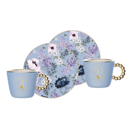 24625 - Bialetti Set me 2 Filxhanë dhe 1 Pjate Bridgerton, Porcelan, 80 ml