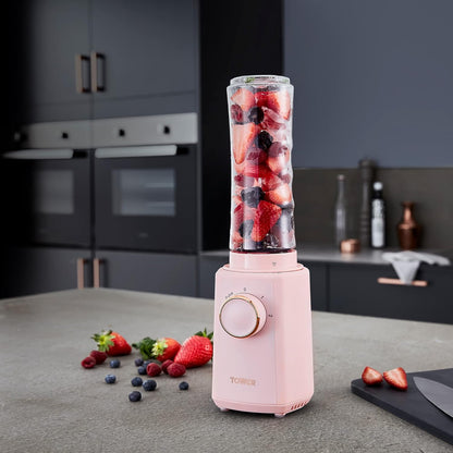 27061 - Tower T12060PNK Cavaletto Blender Personal me Enë Tritan Smoothie, 2 Shpejtësi, 500ml, 300W, Ngjyrë Marshmallow Pink dhe Rose Gold