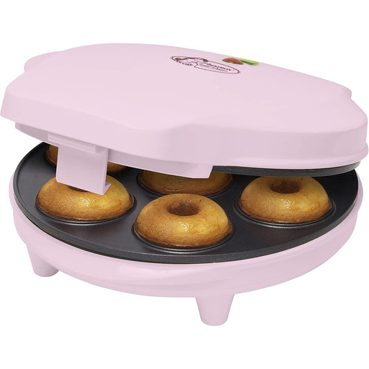 27398 - Bestron Aparat për Mini-Donut në Stil Retro, 700W, Me Shtresë Kundër Ngjitjes, Rozë